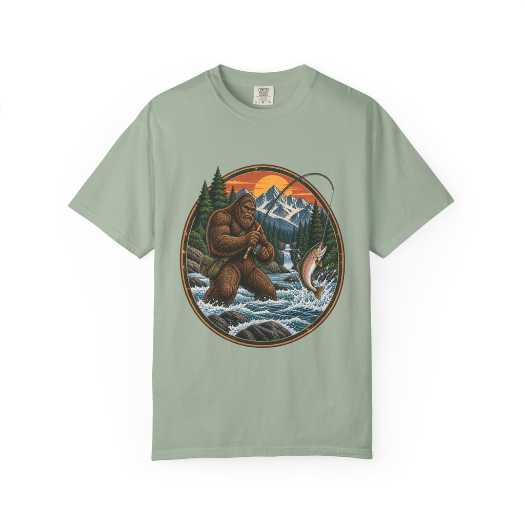 Bigfoot Fishing Graphic T-Shirt
