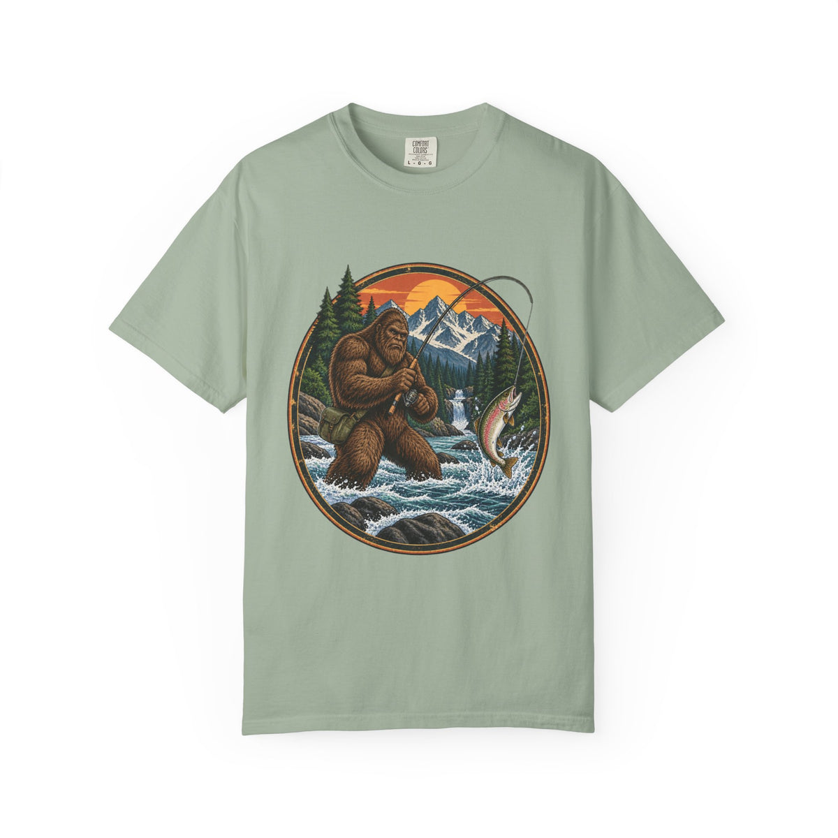 Bigfoot Fishing Graphic T-Shirt