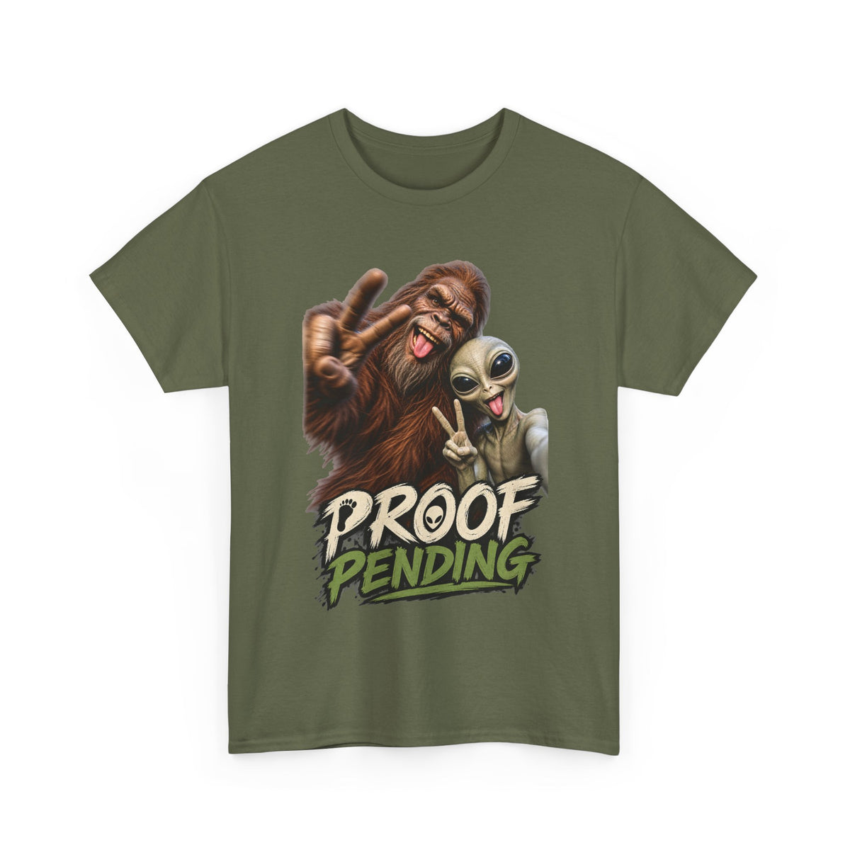 Proof Pending Sasquatch & Alien Tee | Funny Cryptid UFO Graphic Shirt