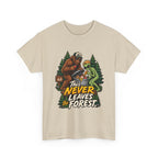 Bigfoot and Alien Illustration Tee | This Never Leaves the Forest, Forest Graphic Shirt