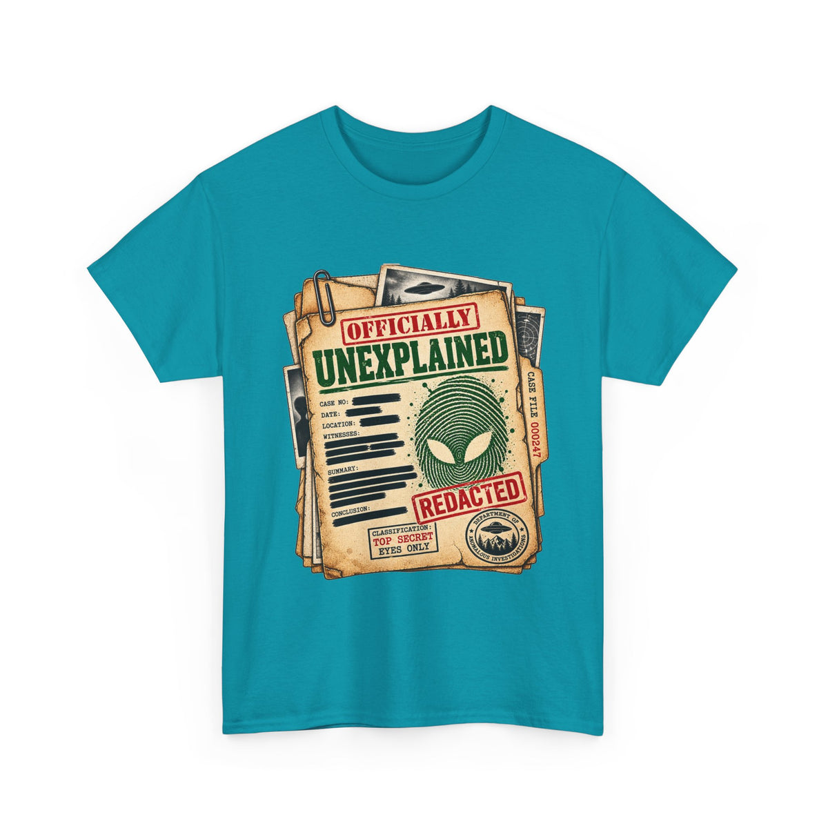 Officially Unexplained File Alien Tee | UFO X-Files Document Graphic
