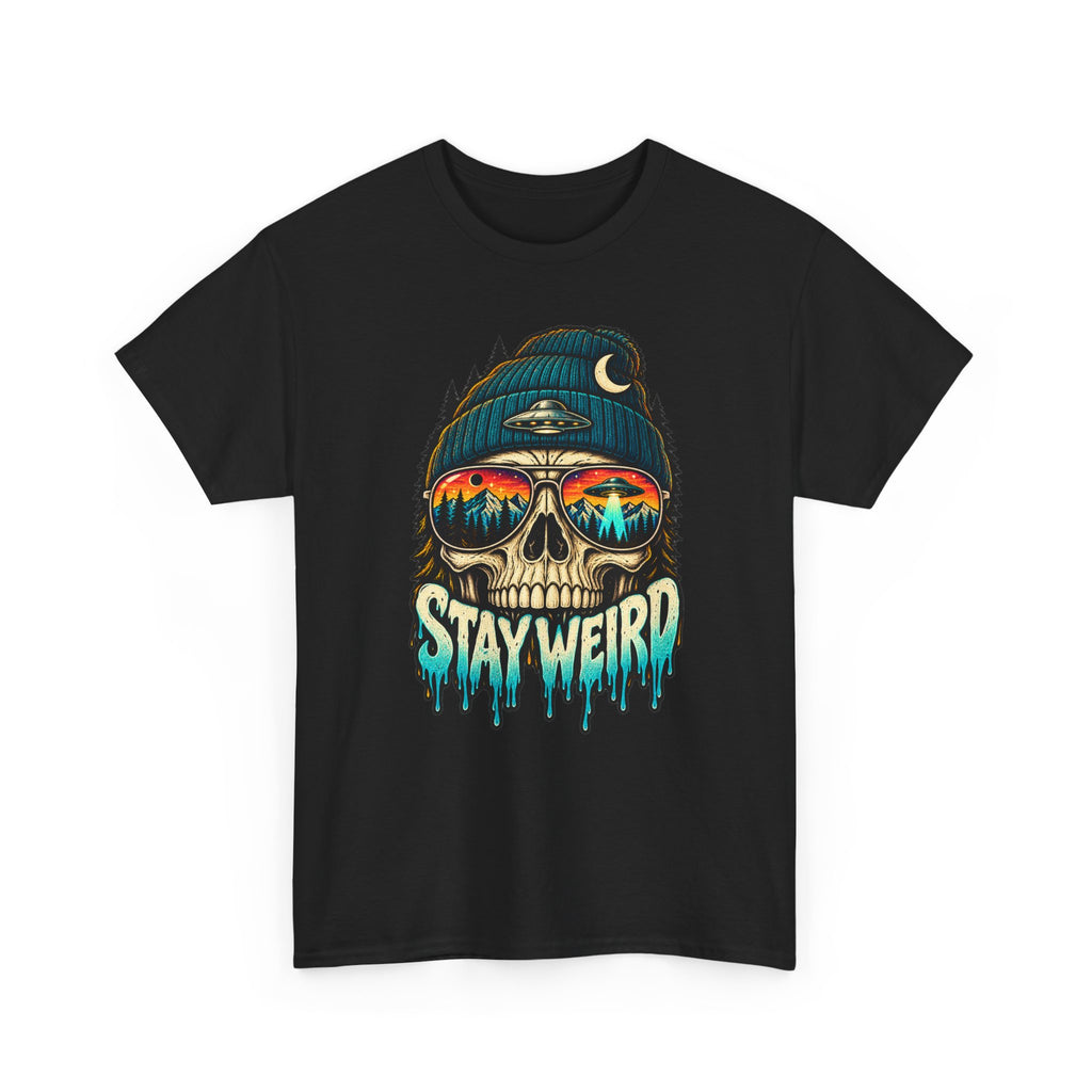 Stay Weird Skull Tee — Retro Sunset Skull Graphic T-Shirt