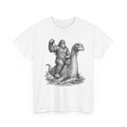 Gorilla Riding Loch Ness Monster T-Shirt | Vintage Monster Illustration