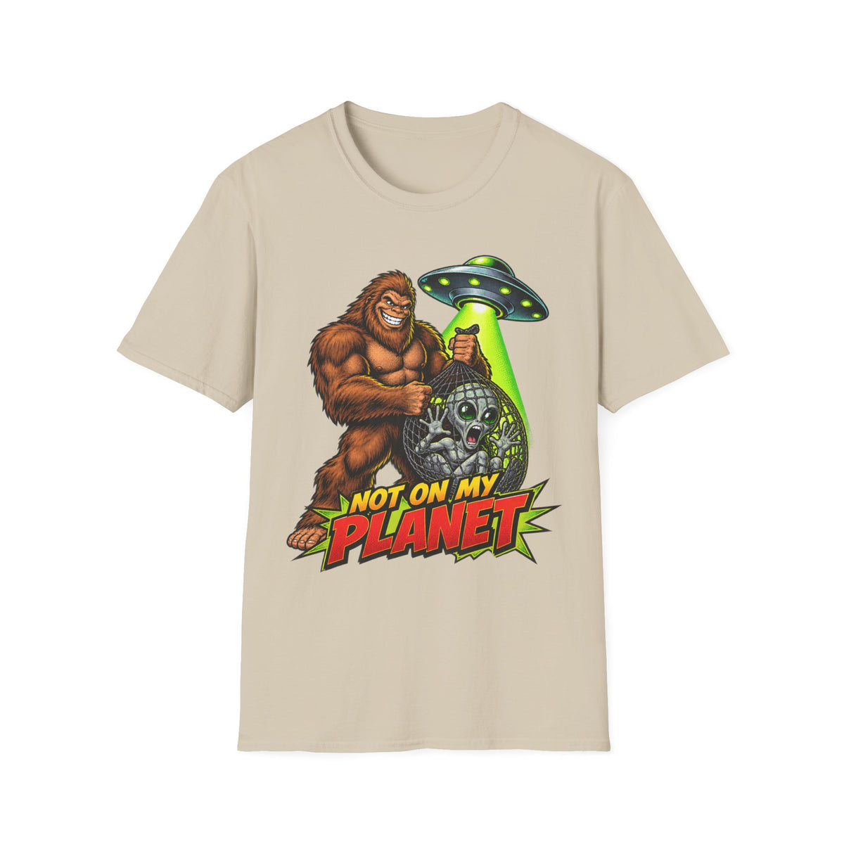 Sasquatch vs UFO 'Not On My Planet' Graphic T-Shirt