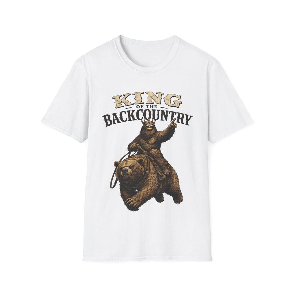 King of the Backcountry T-Shirt | Bear Riding Moose Outdoor Design