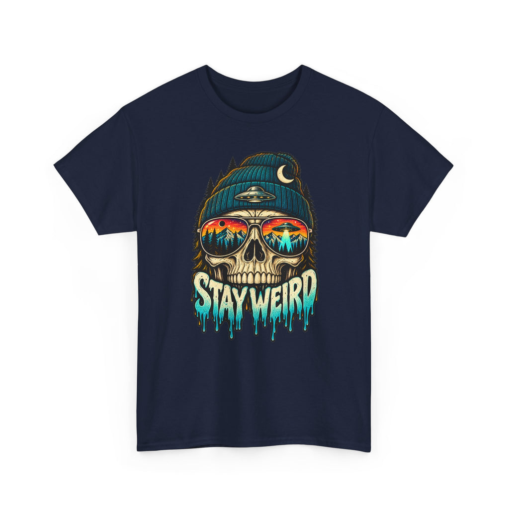 Stay Weird Skull Tee — Retro Sunset Skull Graphic T-Shirt