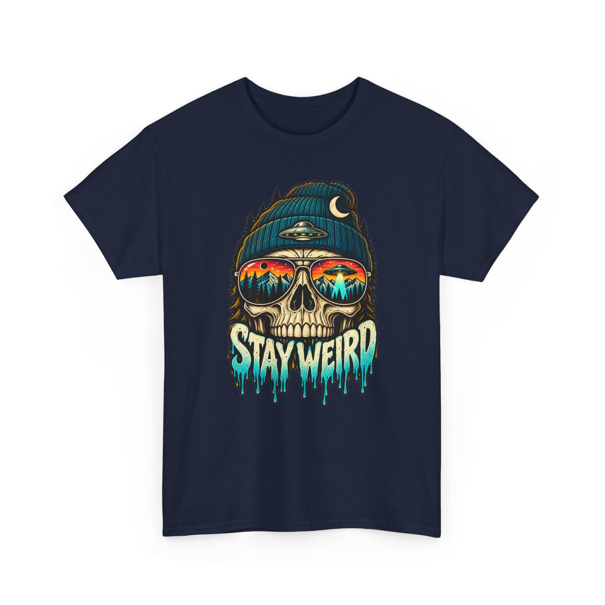 Stay Weird Skull Tee — Retro Sunset Skull Graphic T-Shirt