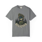 Believer Bigfoot Footprint T-Shirt — Sasquatch Forest Adventure Tee