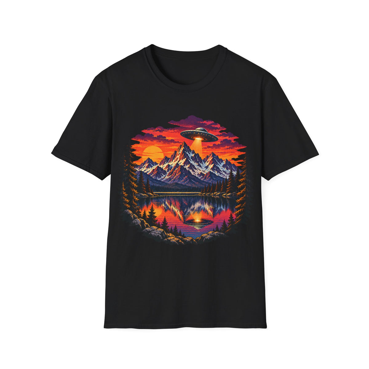 Mountain Sunset Reflection UFO T-Shirt