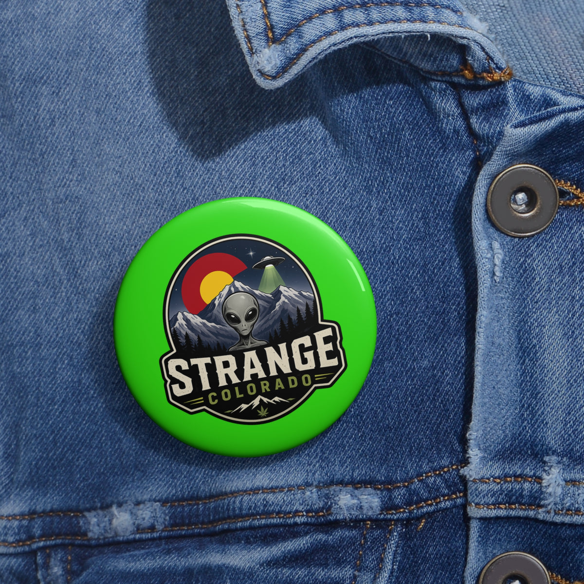 Strange Colorado Button Pin — Alien Mountain Badge