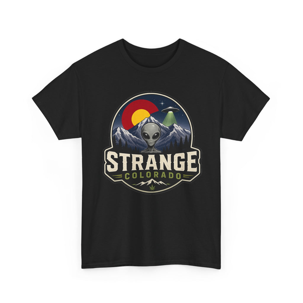 Strange Colorado alien mountains T-Shirt | UFO retro badge tee