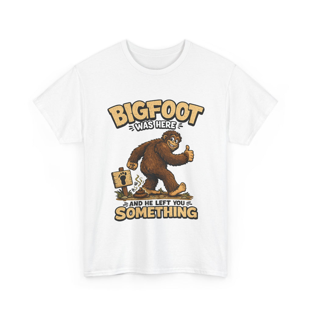 Bigfoot Was Here tee | Sasquatch graphic t-shirt, camping forest humor