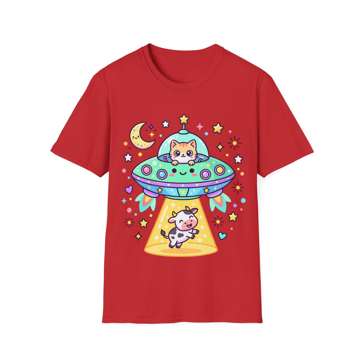 Kawaii Cat UFO Abduction T-Shirt