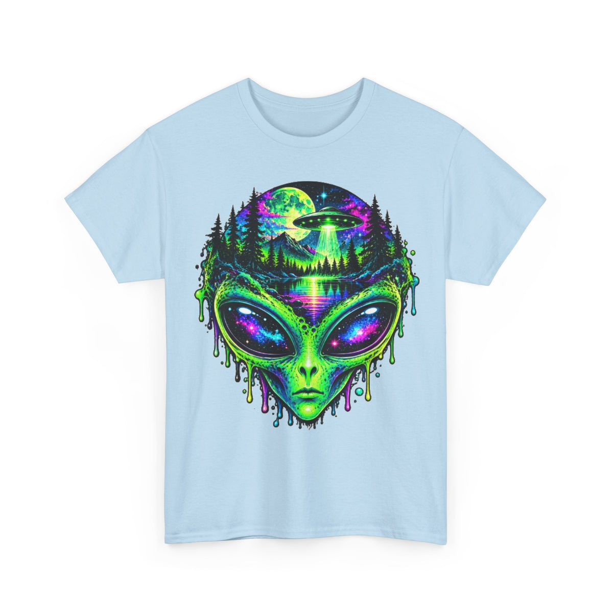 Alien UFO Forest Psychedelic Graphic Tee
