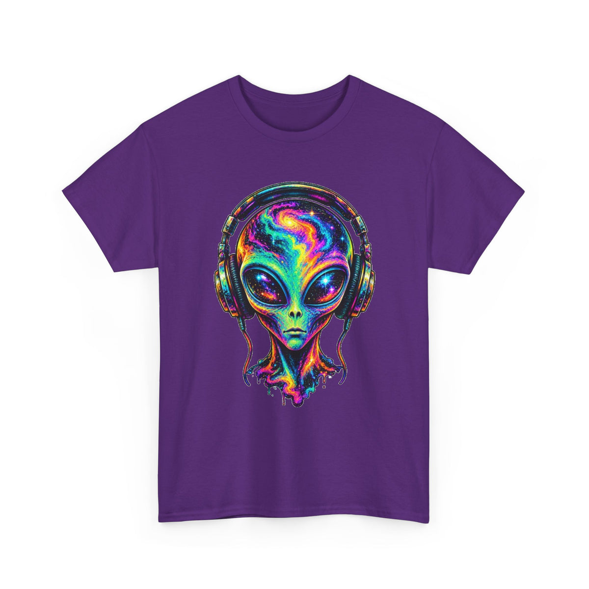 Alien Headphones T-Shirt – Colorful Cosmic UFO Graphic