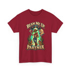 Beam Me Up Partner T-Shirt | Cowboy Alien Desert Illustration