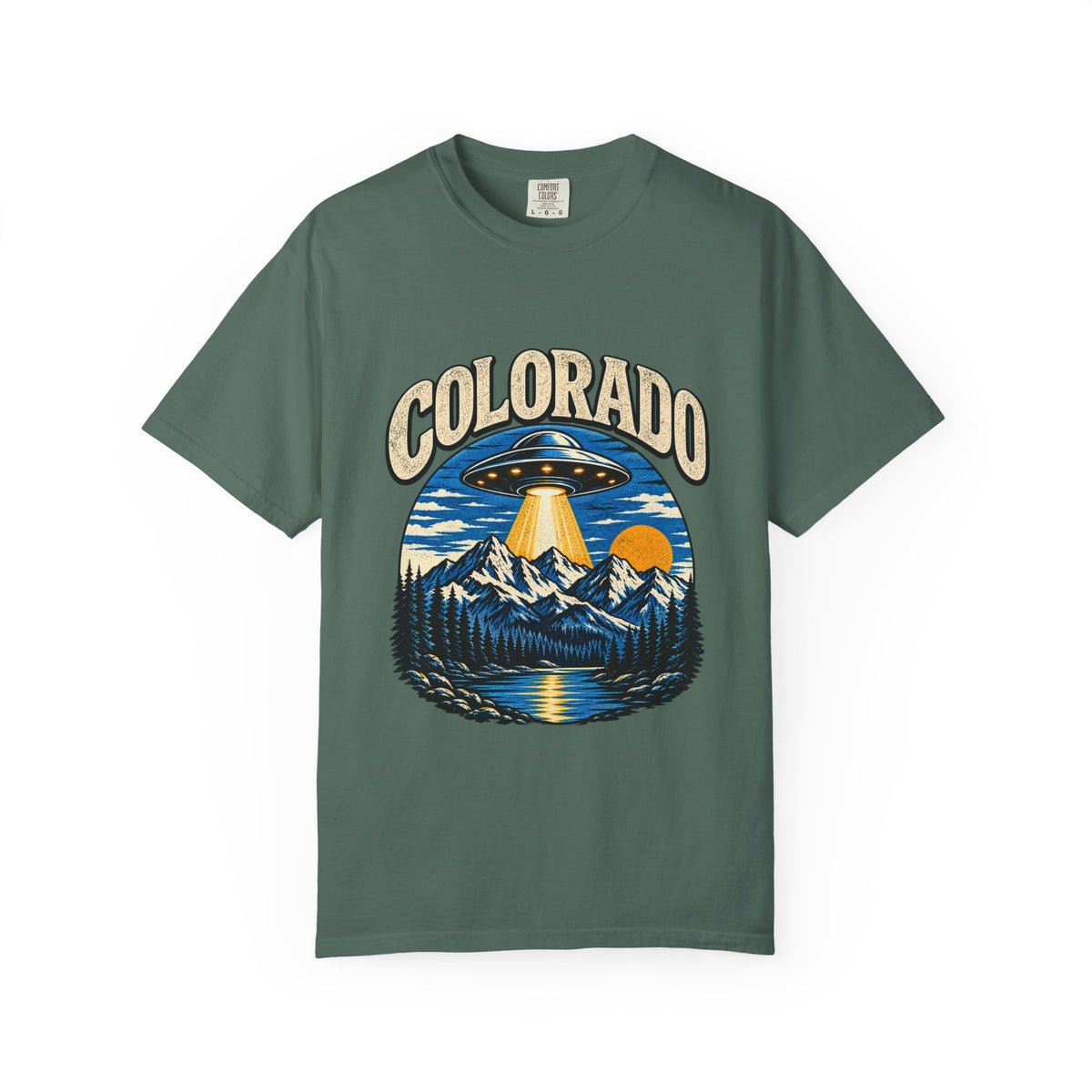 Colorado UFO Mountain T-Shirt — Retro Alien Abduction Scenic Tee