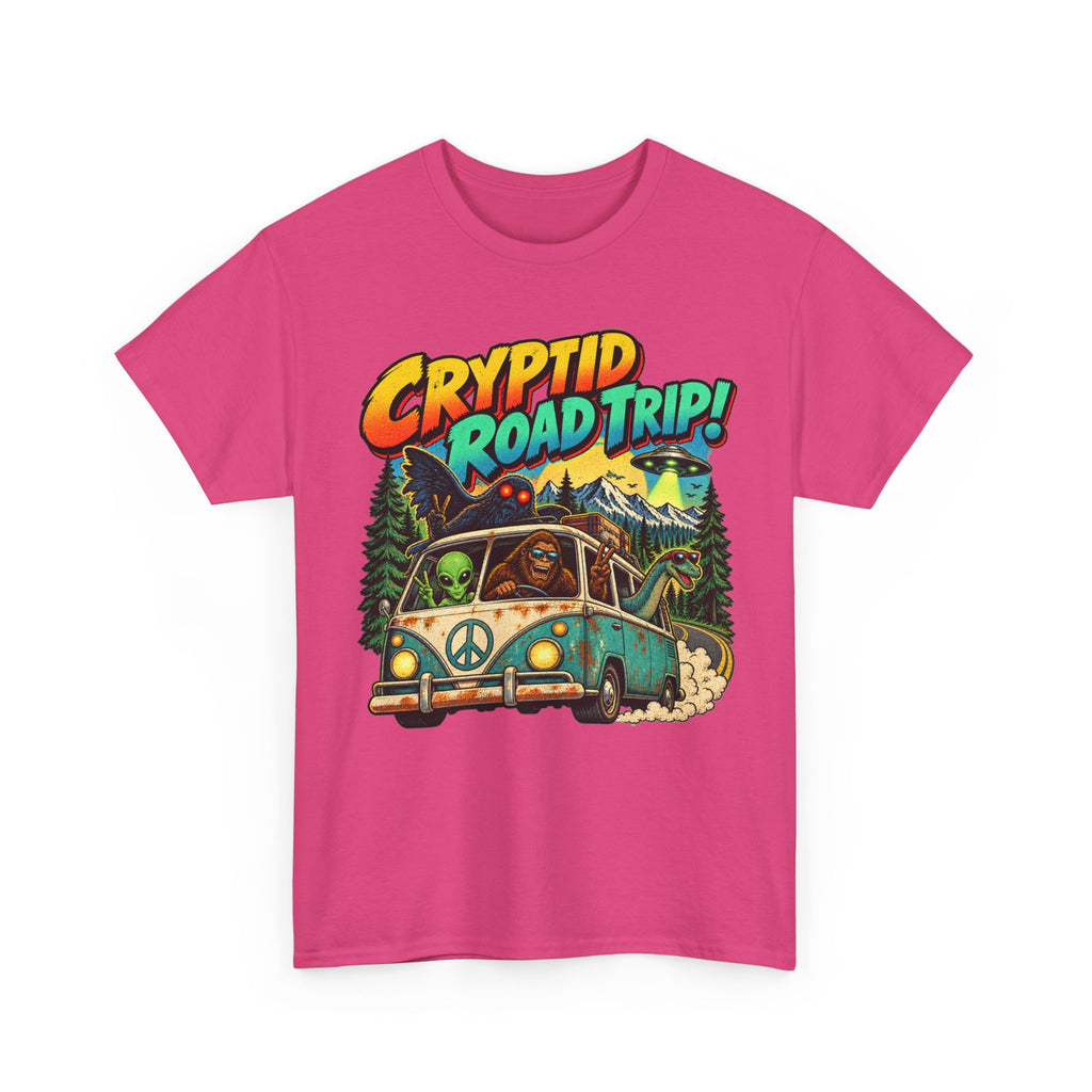 Cryptid Road Trip T-Shirt – Vintage Bigfoot Camper Adventure Tee