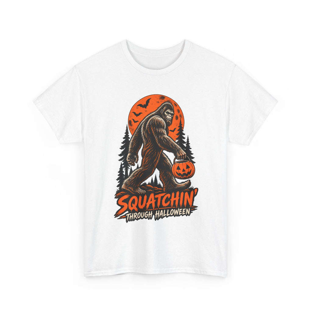 Squatchin' Through Halloween T-Shirt | Bigfoot Pumpkin Tee