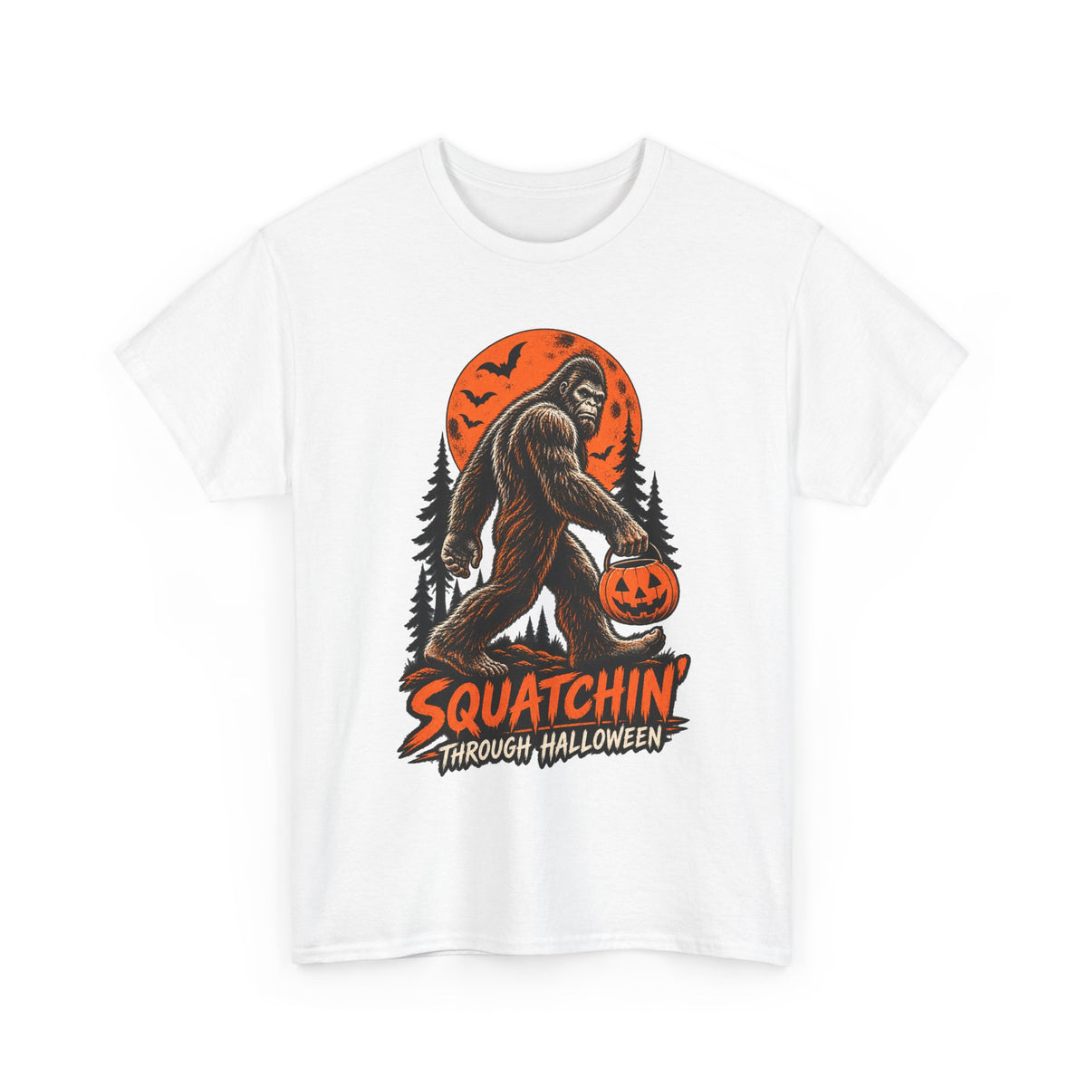 Squatchin' Through Halloween T-Shirt | Bigfoot Pumpkin Tee