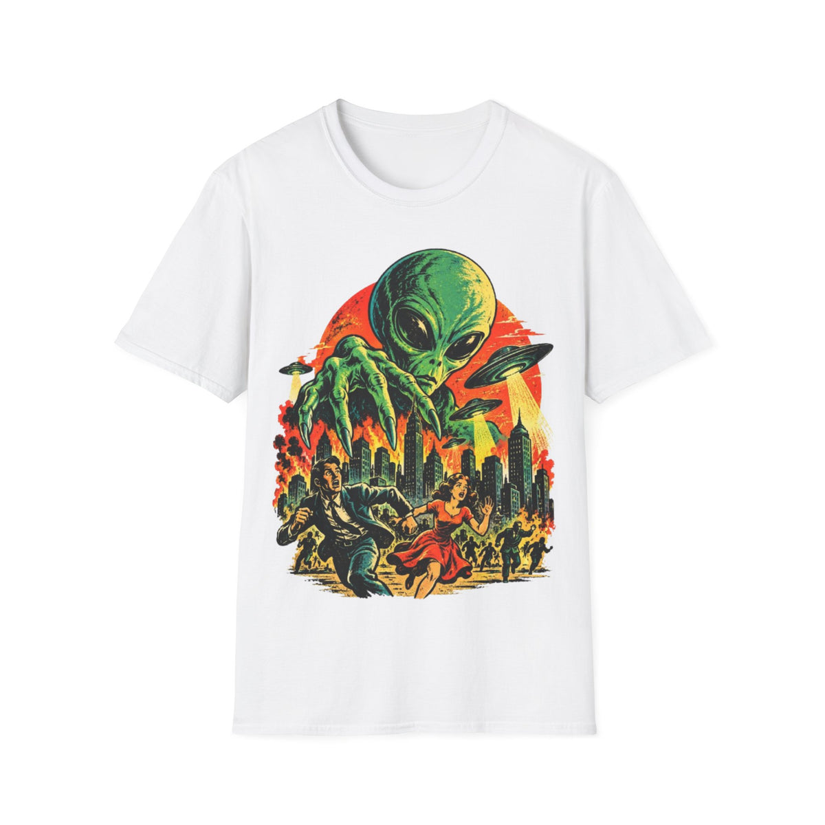 Alien Invasion Retro Sci-Fi T-Shirt