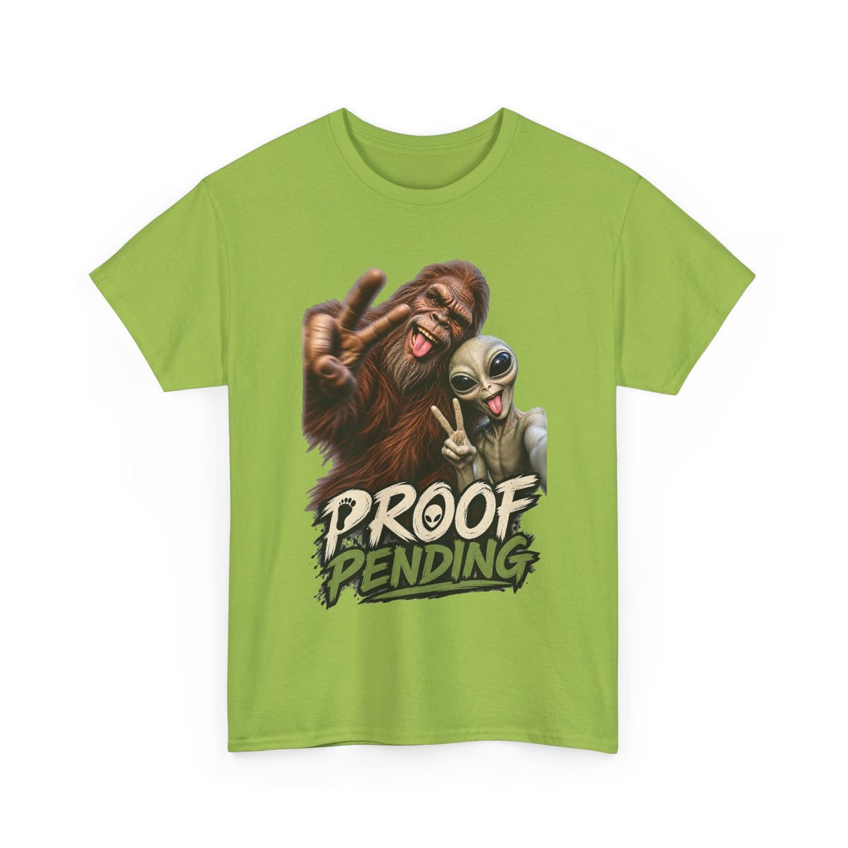 Proof Pending Sasquatch & Alien Tee | Funny Cryptid UFO Graphic Shirt