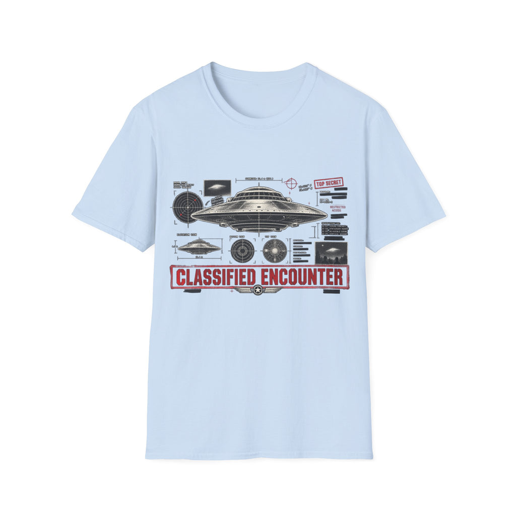 Classified Encounter UFO Alien Retro Graphic T-Shirt