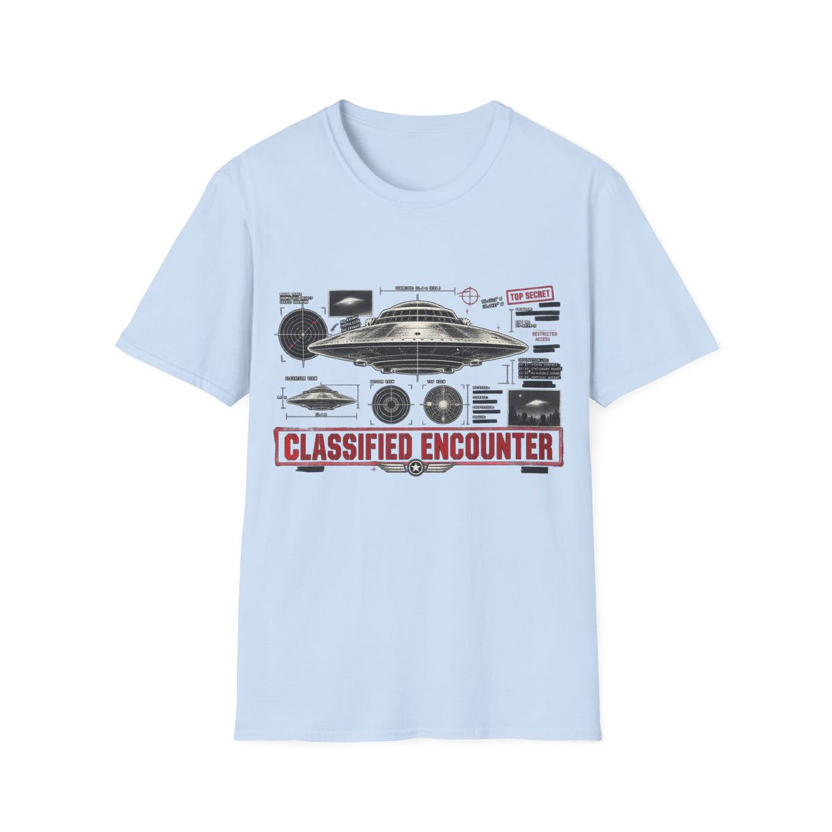 Classified Encounter UFO Alien Retro Graphic T-Shirt