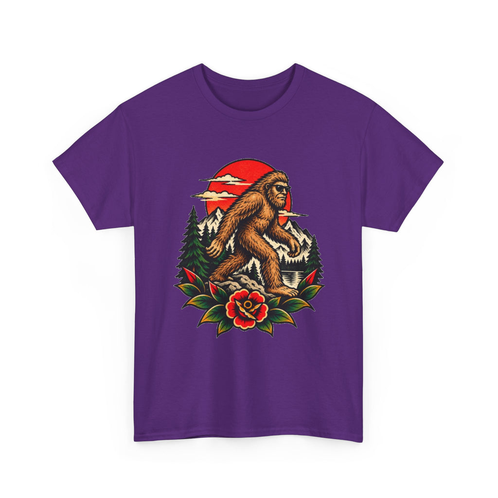 Bigfoot Forest Sunset T-Shirt — Sasquatch Vintage Graphic Tee