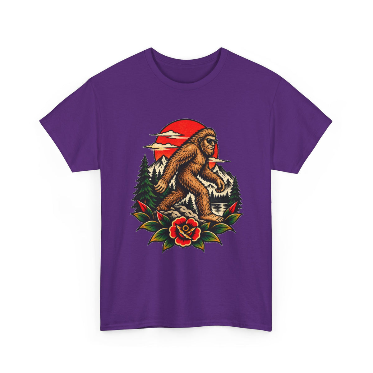 Bigfoot Forest Sunset T-Shirt — Sasquatch Vintage Graphic Tee