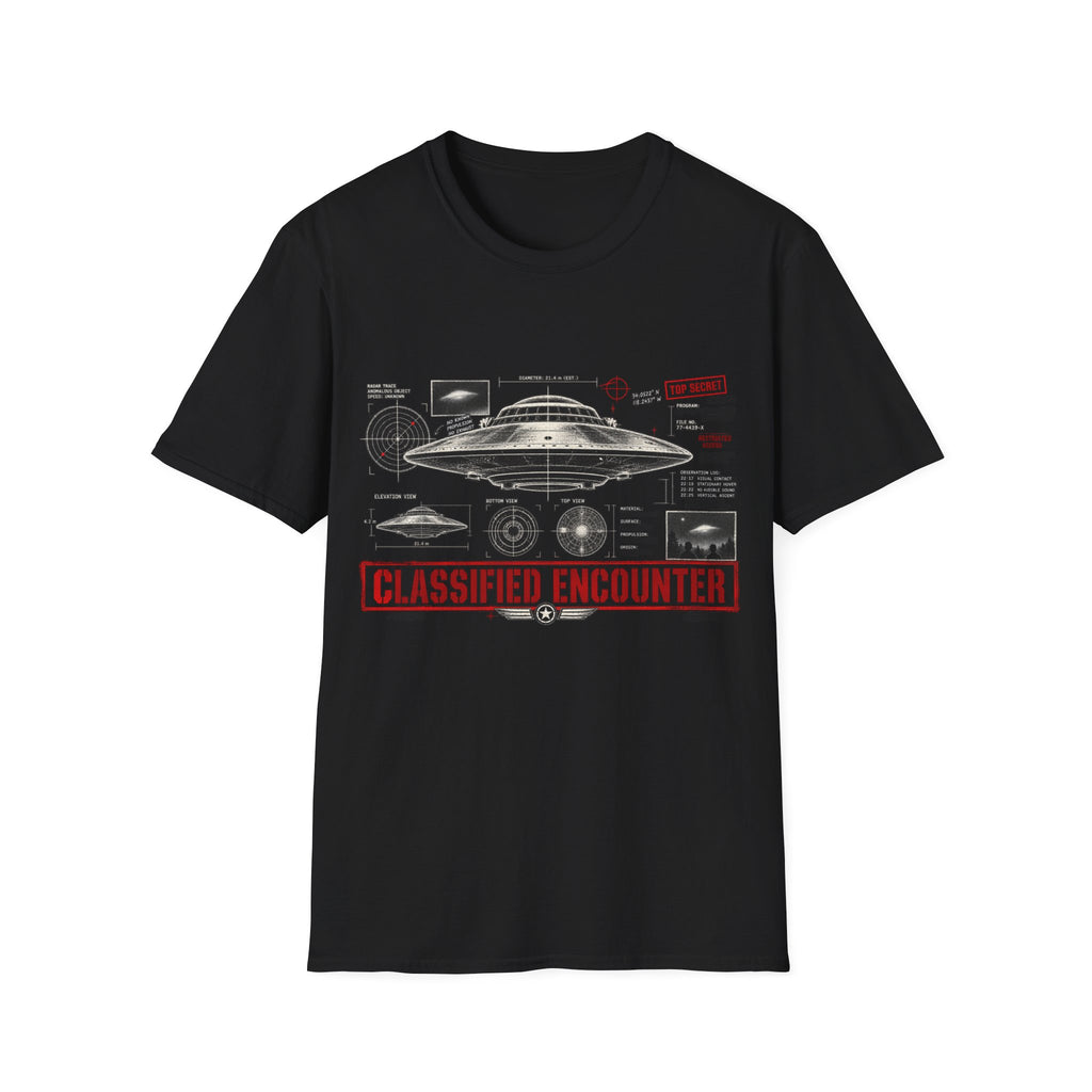 Classified Encounter UFO Alien Retro Graphic T-Shirt