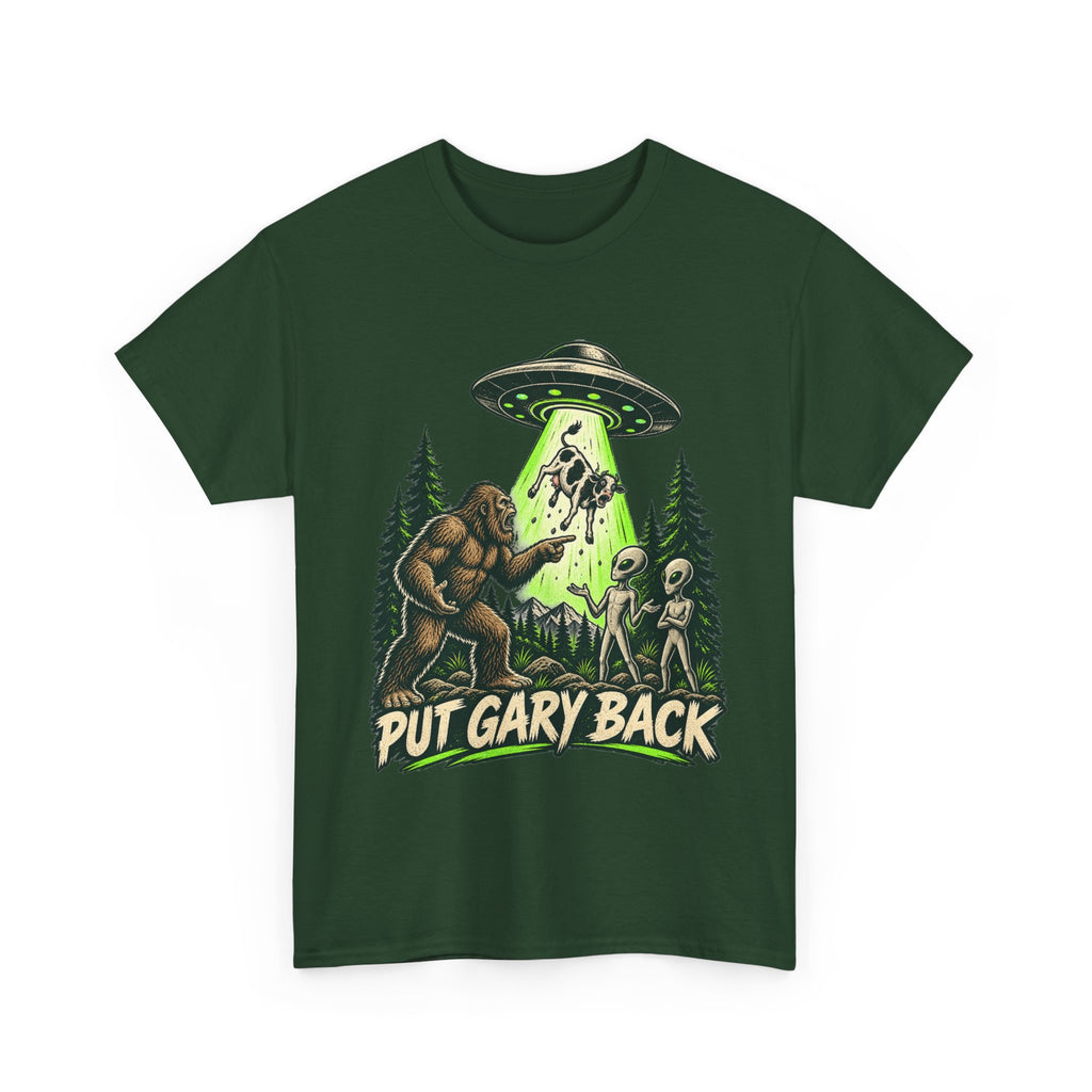 Put Gary Back Bigfoot T-Shirt | UFO Abduction Graphic Tee