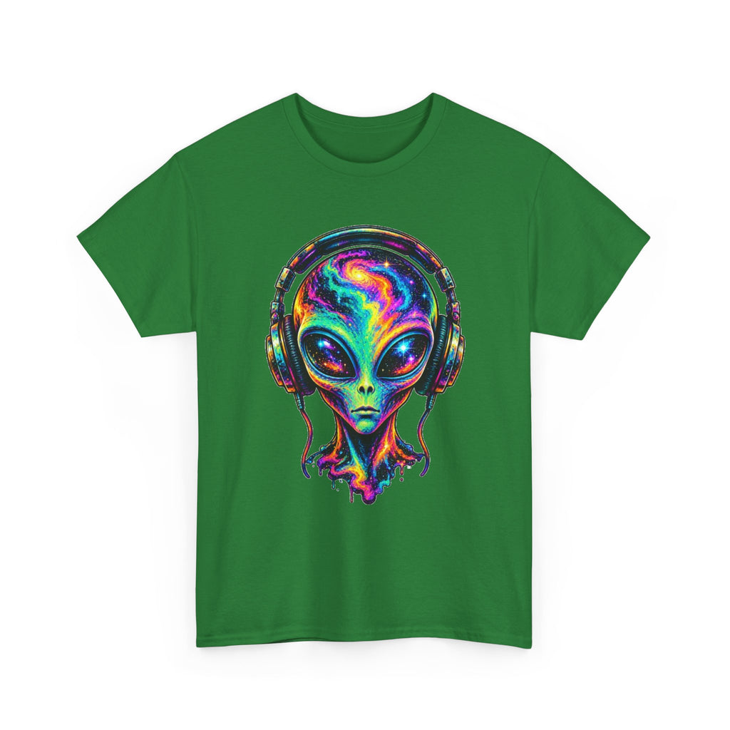 Alien Headphones T-Shirt – Colorful Cosmic UFO Graphic