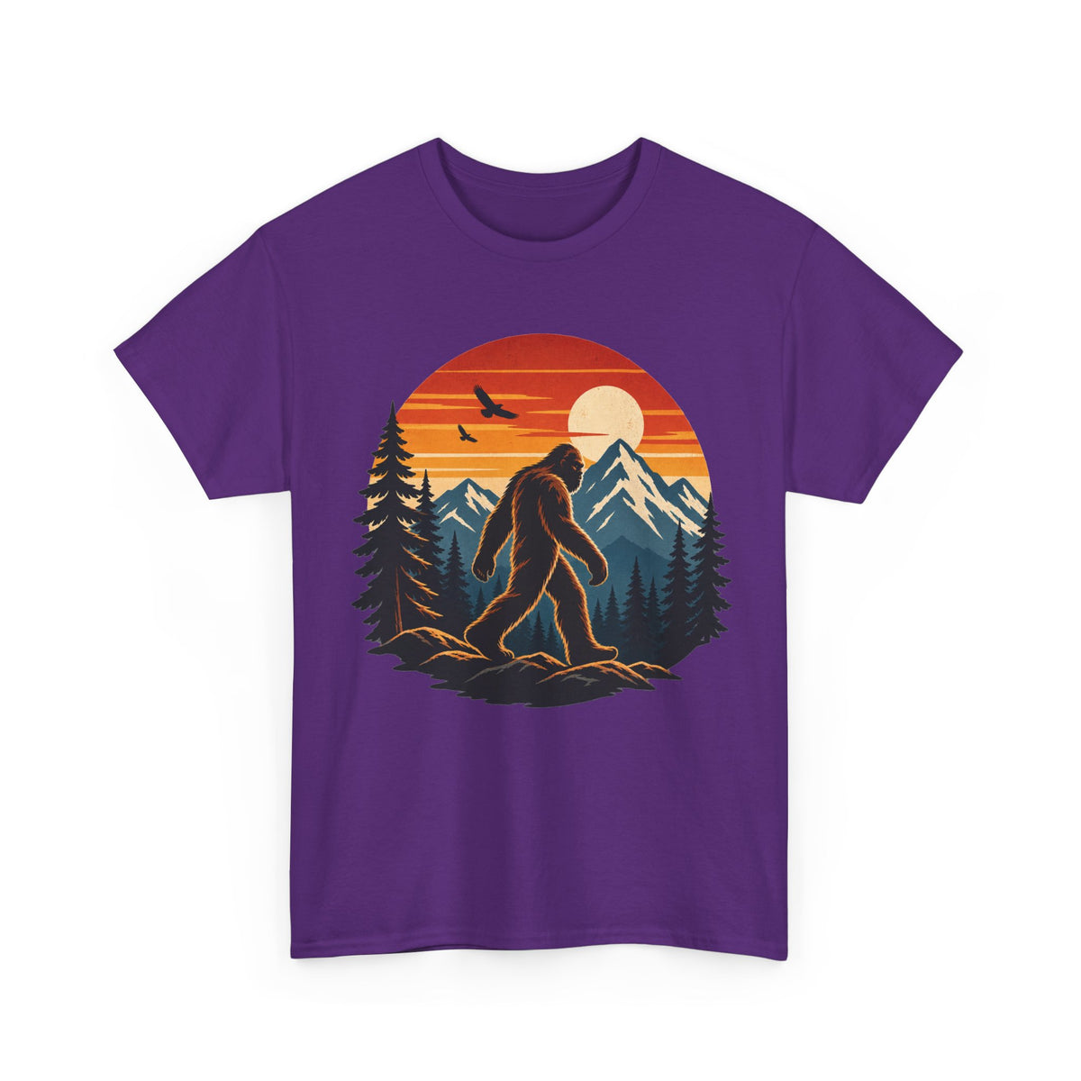 Bigfoot Mountain Sunset T-Shirt | Sasquatch Camping Retro Nature Tee