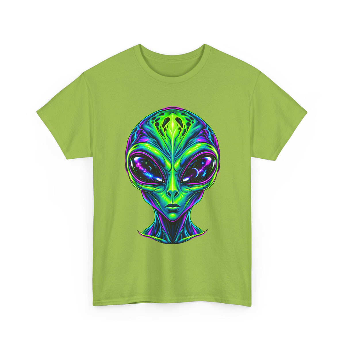 Psychedelic Alien Head T-Shirt | Neon Extraterrestrial Art