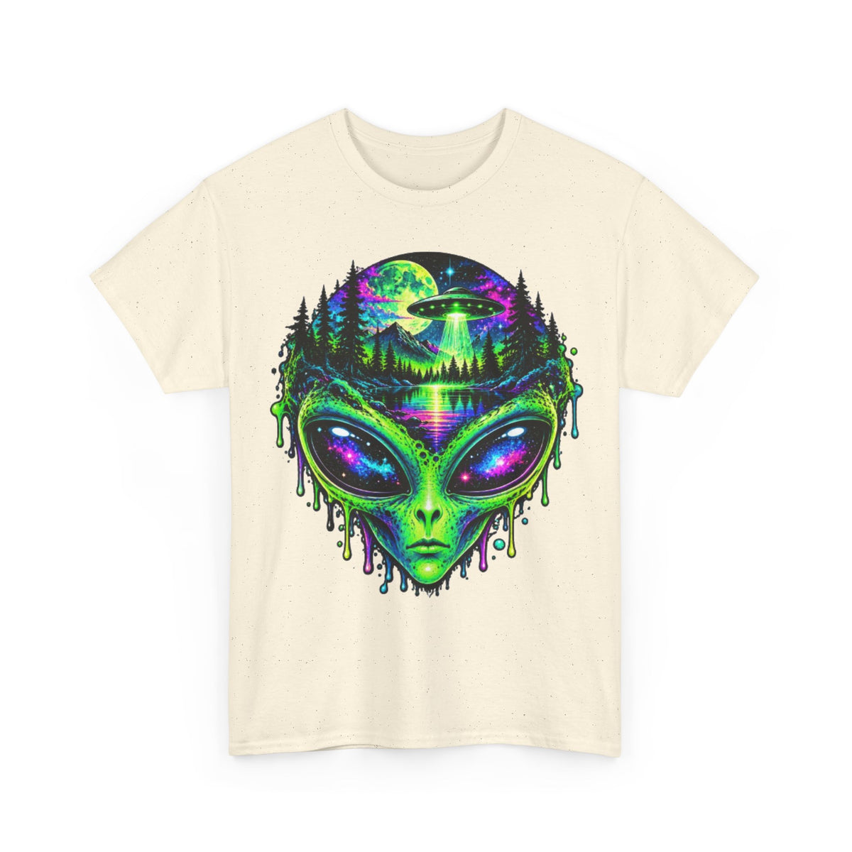 Alien UFO Forest Psychedelic Graphic Tee