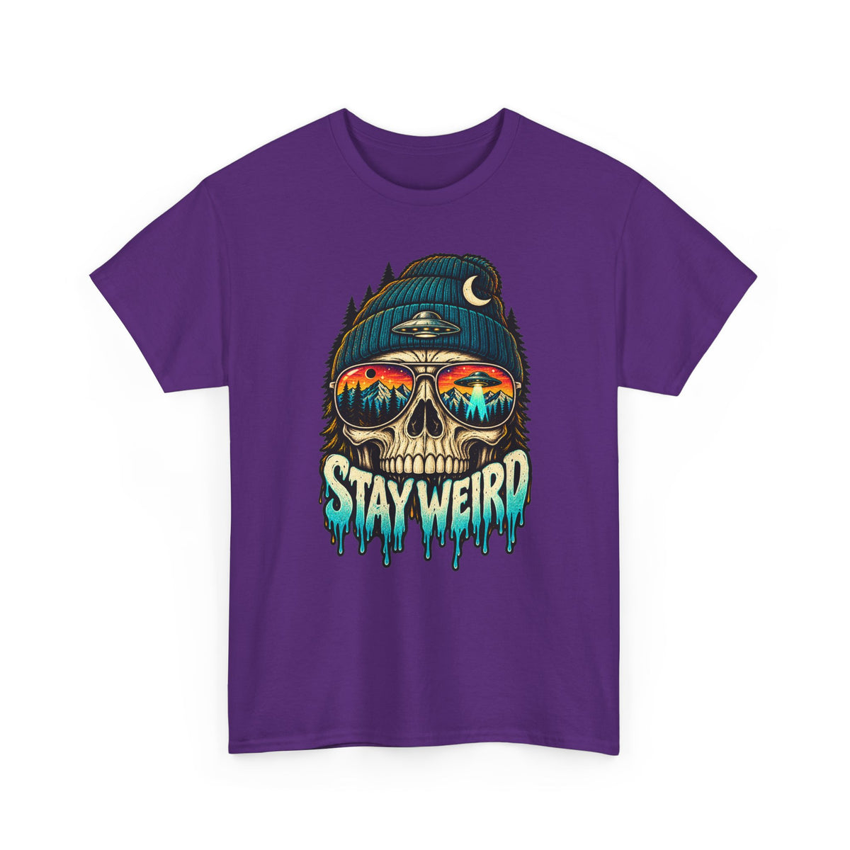 Stay Weird Skull Tee — Retro Sunset Skull Graphic T-Shirt