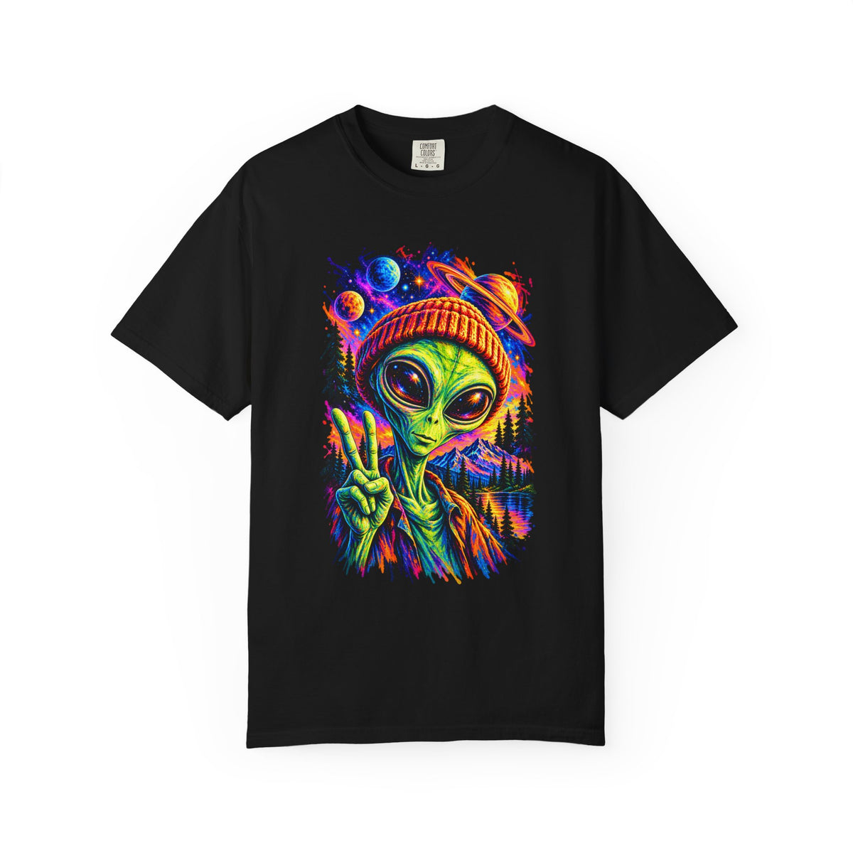 Colorful Alien UFO T-Shirt – Retro Space Graphic