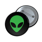 Green Alien Head Pin Button