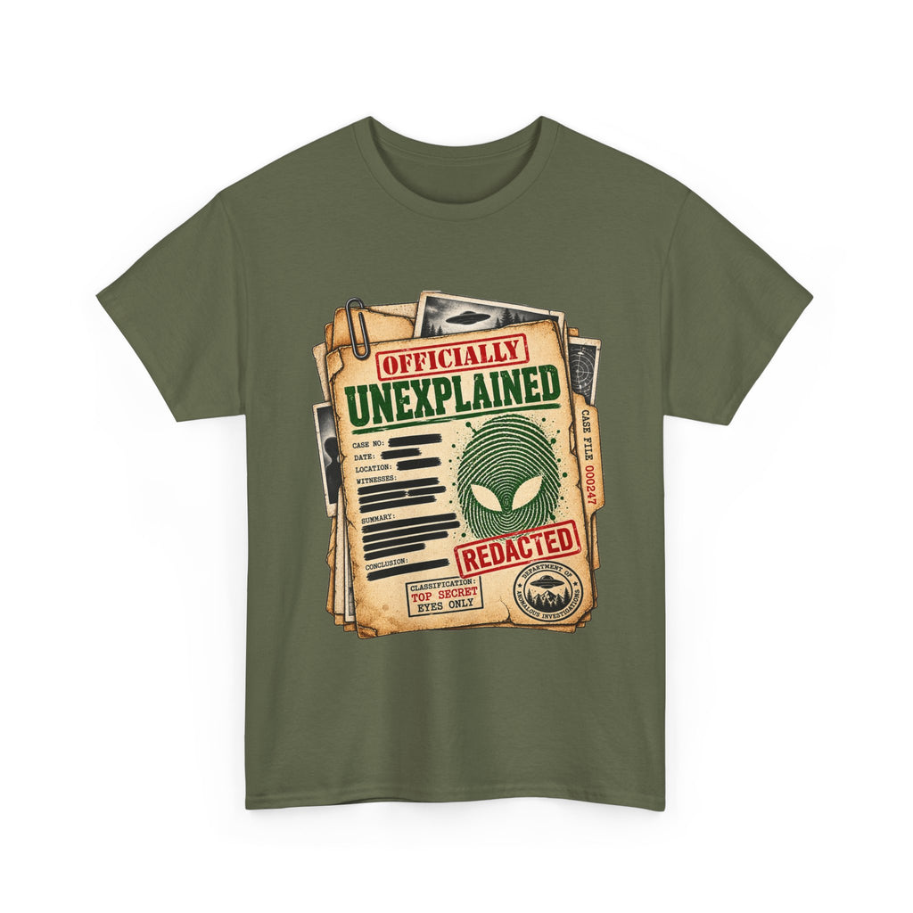 Officially Unexplained File Alien Tee | UFO X-Files Document Graphic