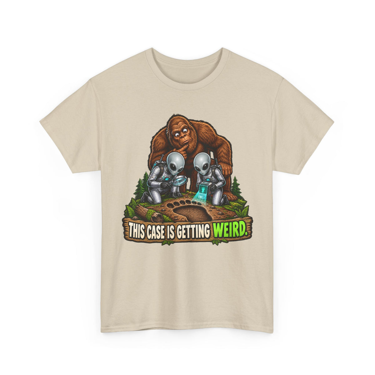 This Case Is Getting Weird Bigfoot & Alien Funny Graphic T-Shirt
