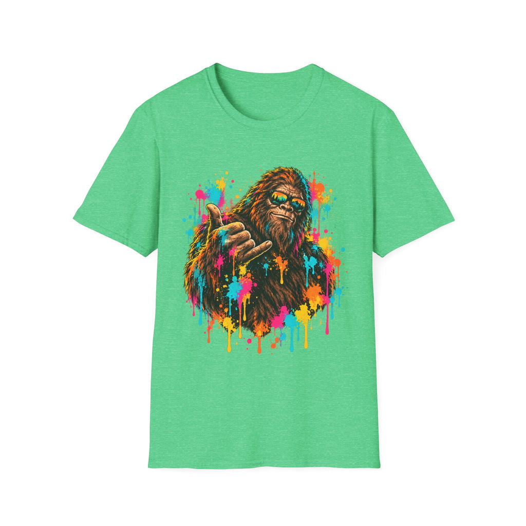 Colorful Bigfoot Paint Splatter  T-Shirt