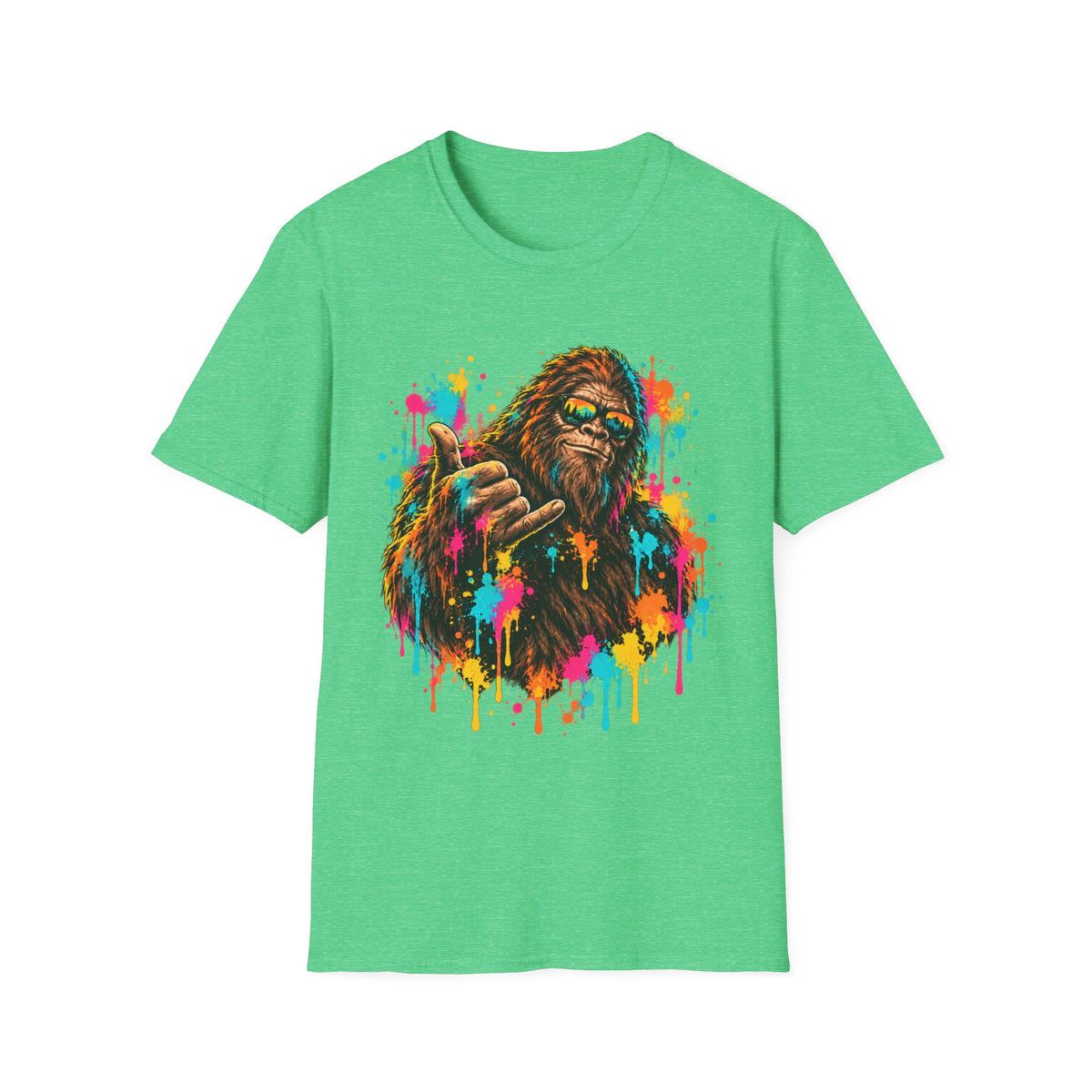 Colorful Bigfoot Paint Splatter  T-Shirt
