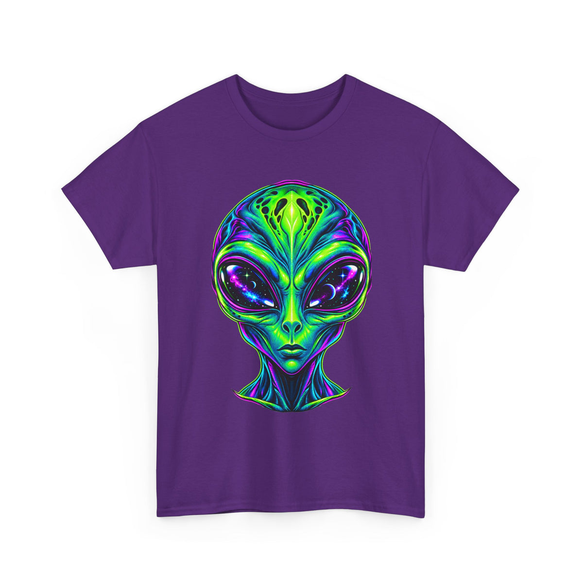 Psychedelic Alien Head T-Shirt | Neon Extraterrestrial Art