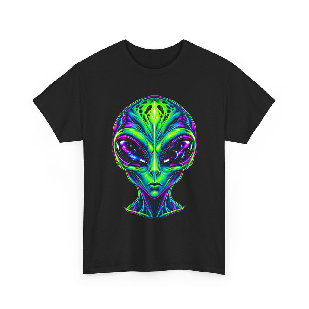 Psychedelic Alien Head T-Shirt | Neon Extraterrestrial Art