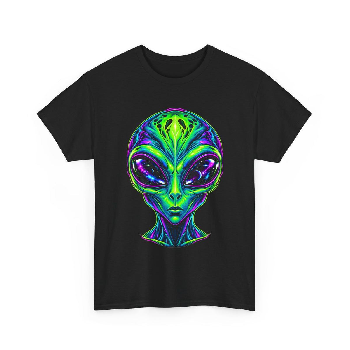 Psychedelic Alien Head T-Shirt | Neon Extraterrestrial Art