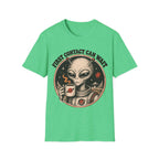 Alien Astronaut T‑Shirt - "First Contact Can Wait" Coffee Space Tee