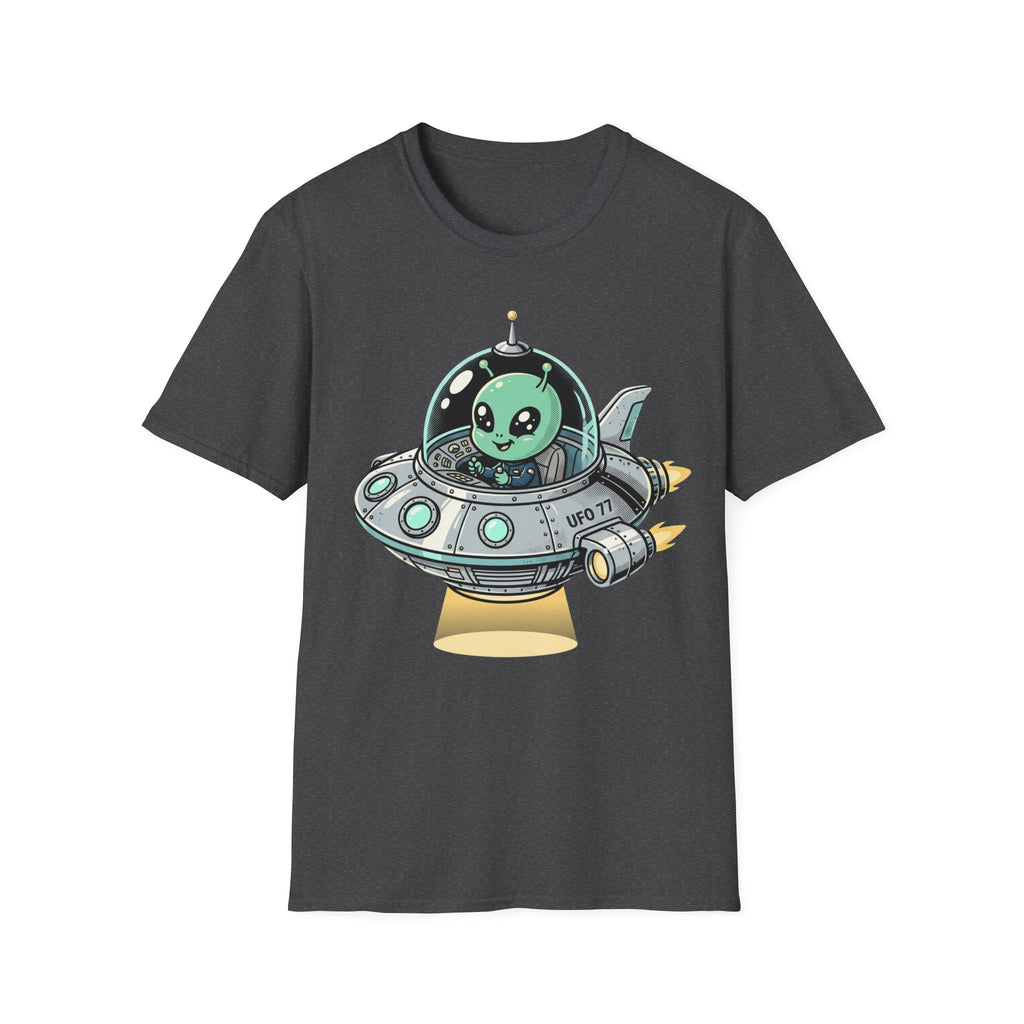 Alien UFO T-Shirt — Cute Green Alien in Spaceship Graphic Tee