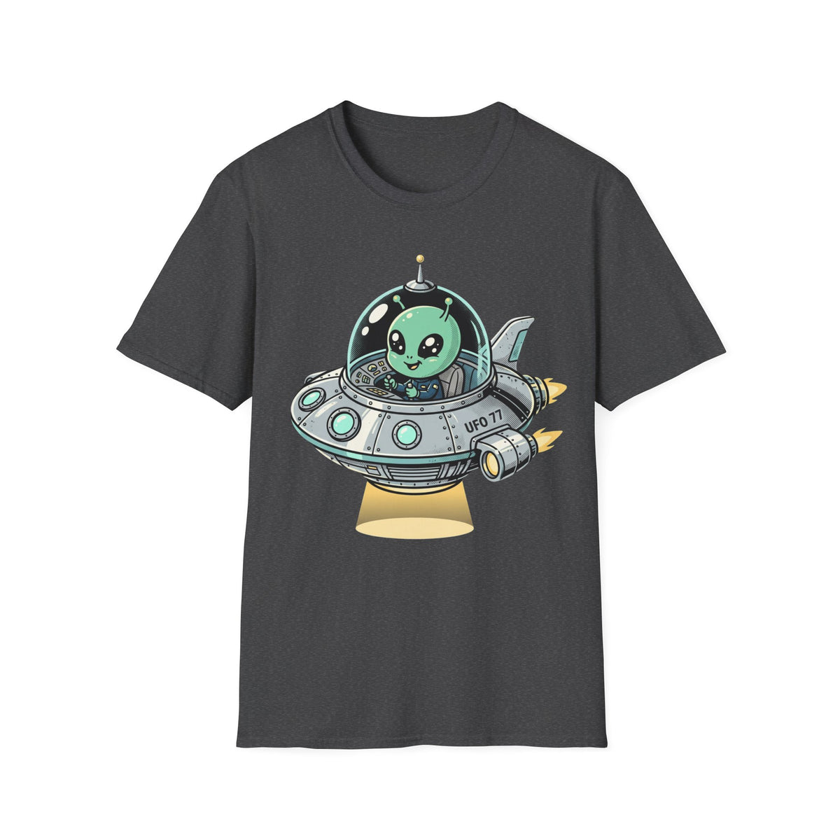 Alien UFO T-Shirt — Cute Green Alien in Spaceship Graphic Tee