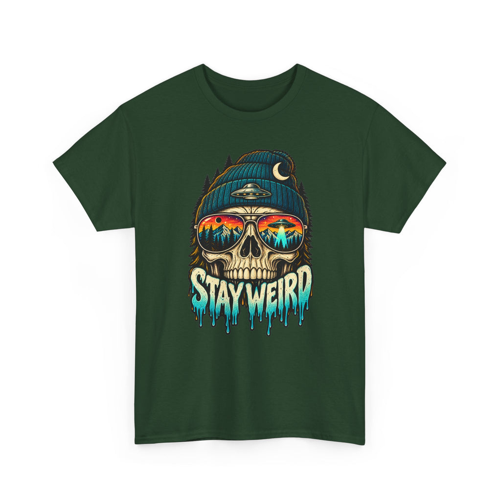 Stay Weird Skull Tee — Retro Sunset Skull Graphic T-Shirt